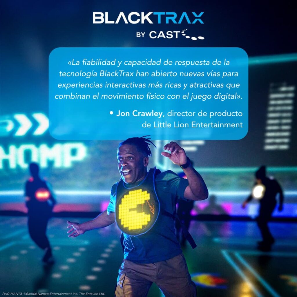 Jon Crawley, director de producto de Little Lion Entertainment, explica cómo la tecnología BlackTrax y PAC-MAN LIVE EXPERIENCE combinan el movimiento físico con el juego digital.