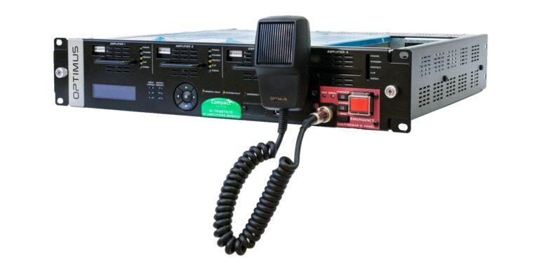 Módulo IF-7P4ETH/0 de la Solución IFP OPTIMUS para megafonía profesional modular y escalable.