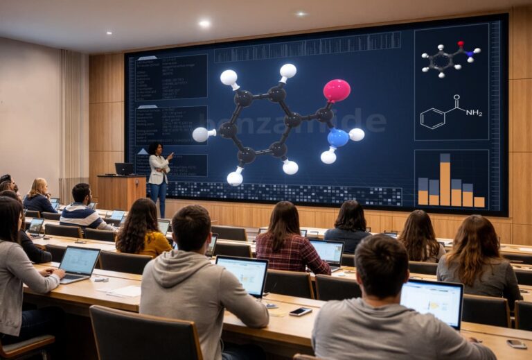 Pantallas dvLED CoB de Sharp en aula universitaria con videowall LED de gran formato para visualización educativa