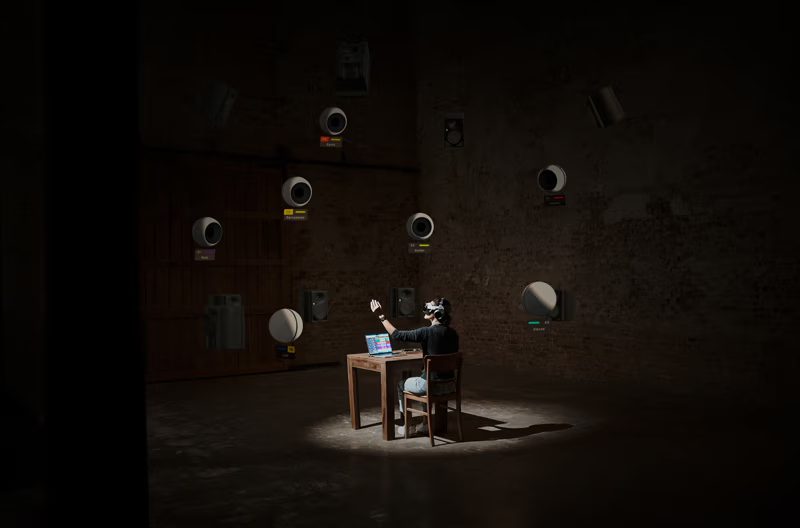 Grupo Sennheiser en ISE 2026: demostración de audio inmersivo con Neumann VIS en entorno tridimensional.