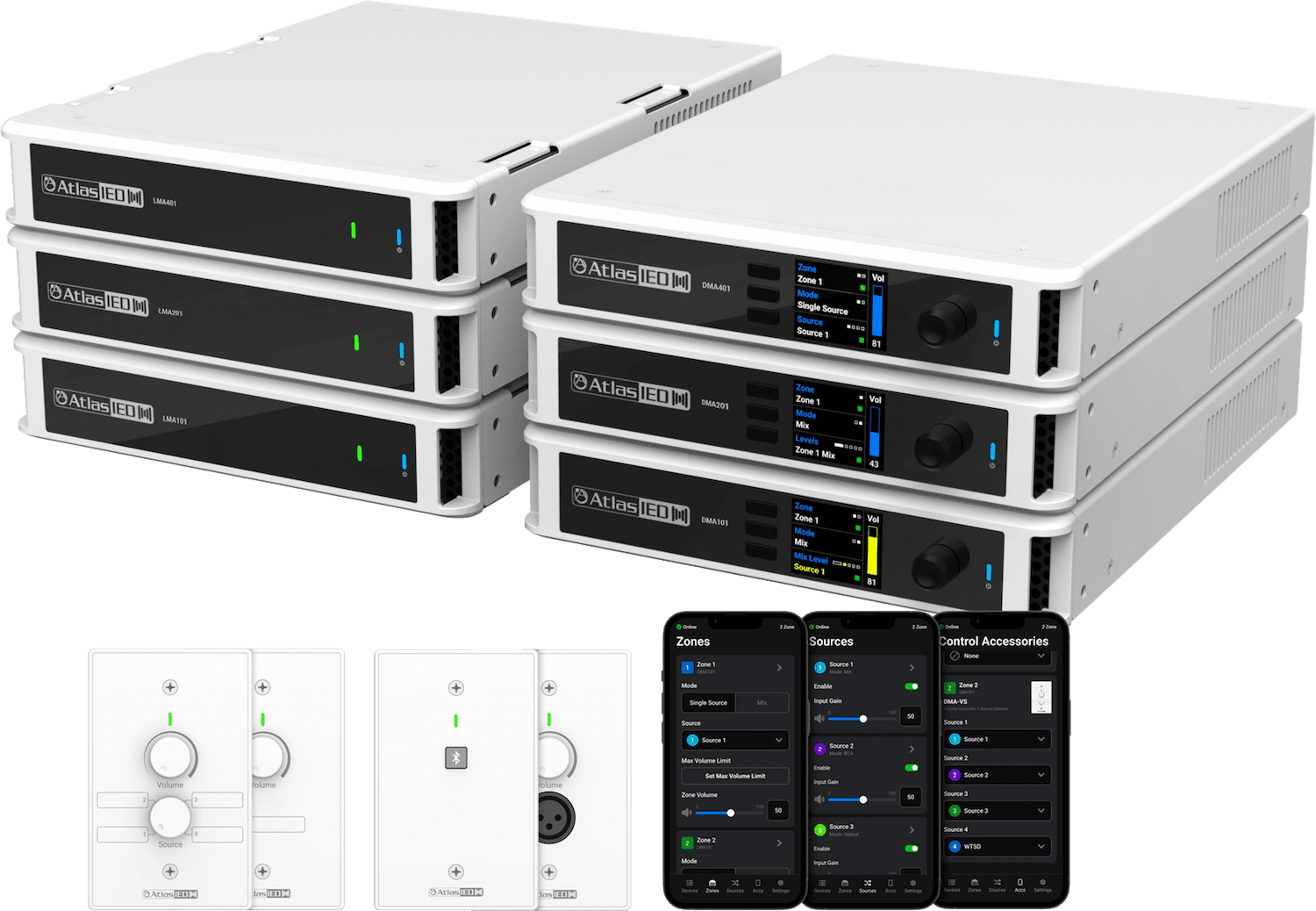 AtlasIED en ISE 2026: amplificadores DMA AtlasIED y amplificadores LMA AtlasIED con paneles de control y app de gestión para audio comercial