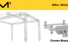 Soporte de esquina de truss de MILOS, construcción rápida del techo, mayor acceso al escenario. Soporte de esquina de truss de MILOS, construcción rápida del techo