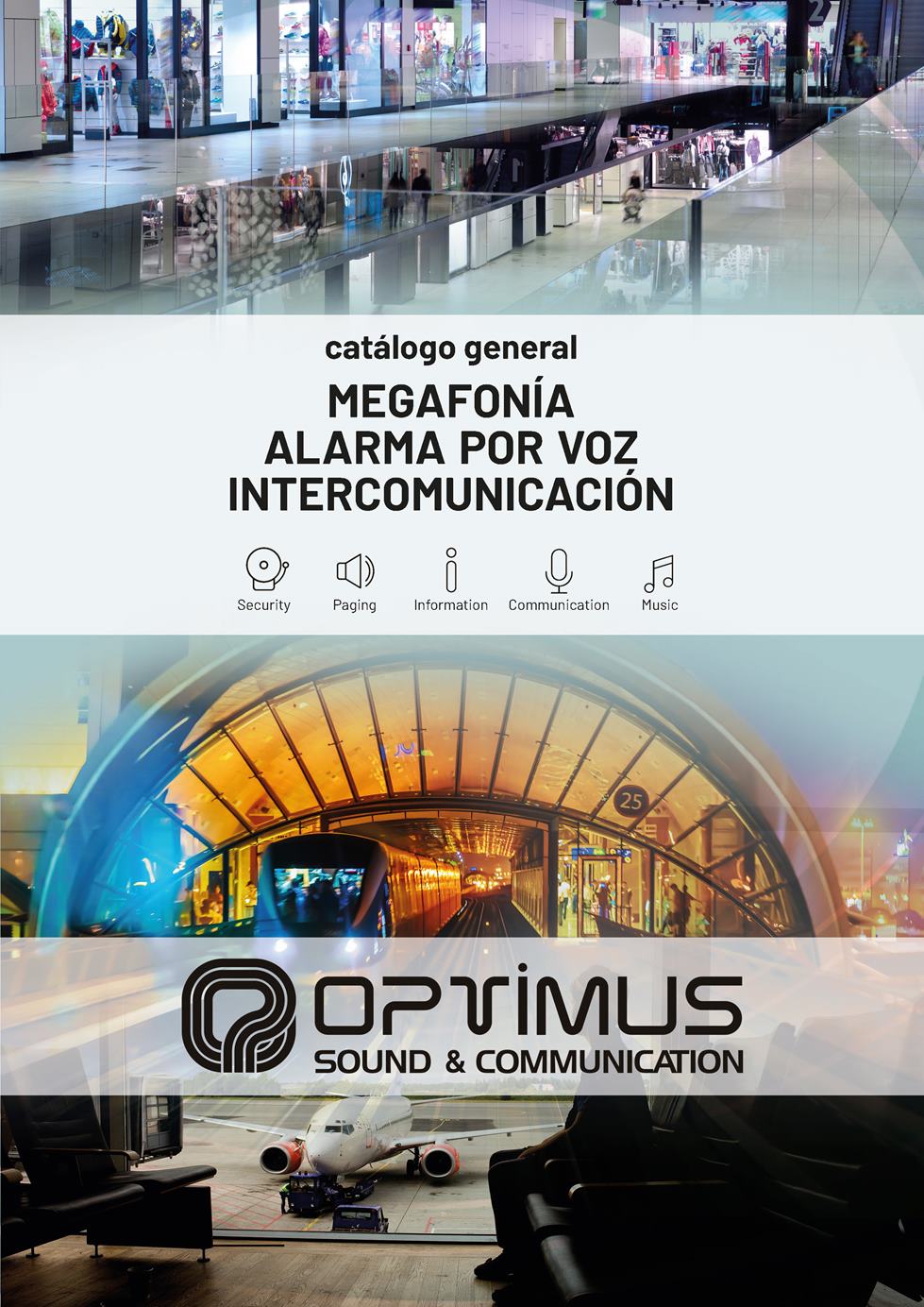 catálogo de OPTIMUS de megafonía, alarma por voz e intercomunicación