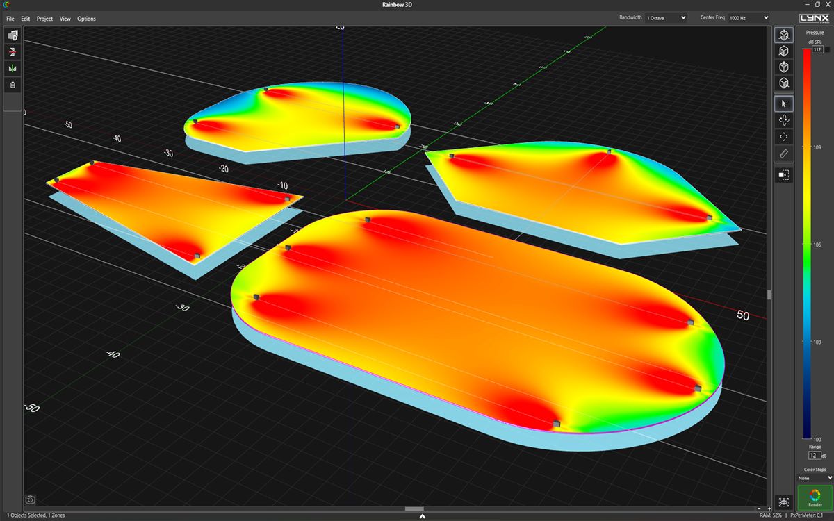 Descubre Rainbow 3D el software de predicción electroacústica en 3D de Lynx Pro Audio simulación de audio precisa