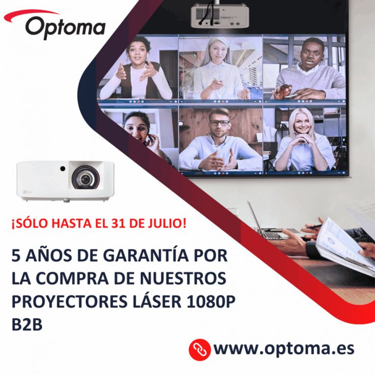 Descubre la campaña de Optoma, con reducción de precio y 5 años de garantía en sus proyectores láser