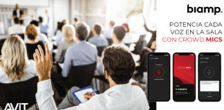Crowd Mics 3.0 de Biamp para presentaciones, conferencias, paneles de discusión o eventos