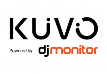 Logotipo de KUVO powered by DJ Monitor, plataforma de identificación musical para locales de ocio nocturno.