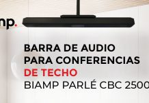Parlé CBC 2500 PM, barra de audio para conferencias: La solución definitiva en audio para techos altos y espacios desafiantes Barra de audio para conferencias de techo, BIAMP PARLÉ CBC 2500