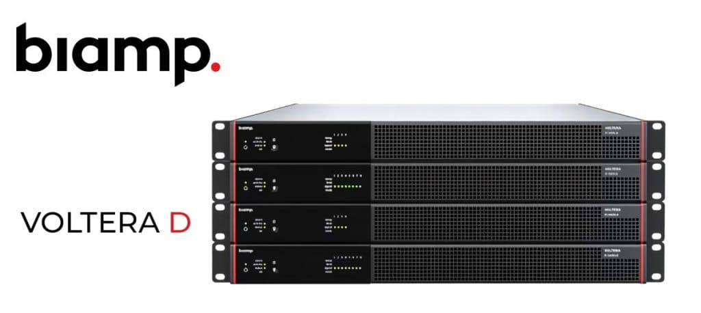  Amplificadores con DSP integrado de la serie Voltera D de Biamp, solución todo en uno para refuerzo de sonido profesional en grandes instalaciones.