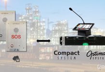 Dispositivos de intercomunicación SIP de OPTIMUS conectados a los sistemas de megafonía COMPACT y OPTIMAX con pupitre microfónico para entornos industriales críticos.
