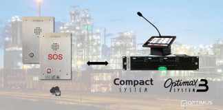 Dispositivos de intercomunicación SIP de OPTIMUS conectados a los sistemas de megafonía COMPACT y OPTIMAX con pupitre microfónico para entornos industriales críticos.