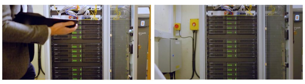Sistema de amplificación Bose PowerShareX gestionado por técnicos durante la instalación del nuevo sistema de sonido.