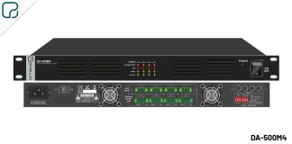 Etapas de potencia DA-500M4 de OPTIMUS con formato compacto 1U y 4x500W RMS para instalación fija y megafonía profesional