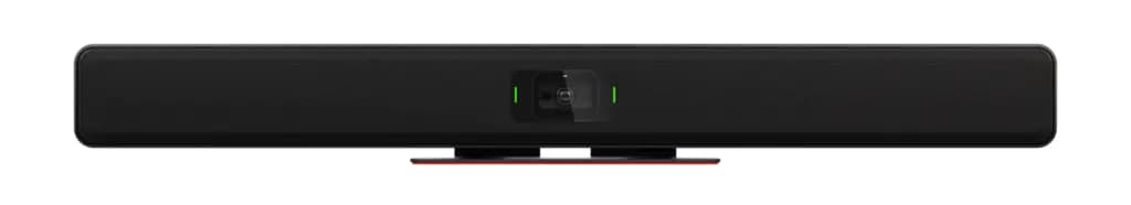 Barra de videoconferencia Parlé VBC 2800 de Biamp con cámara dual ePTZ y micrófonos Beamtracking para salas híbridas.