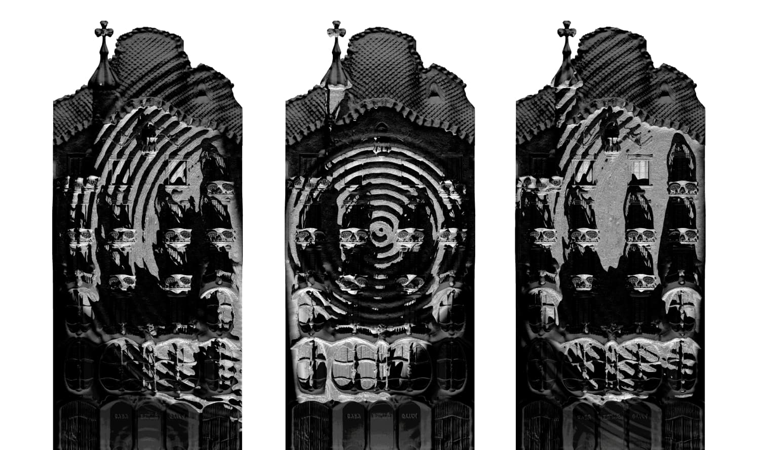 Mapping arquitectónico inmersivo ‘Hidden Order’ de United Visual Artists (UVA) proyectado sobre la fachada de Casa Batlló en Barcelona