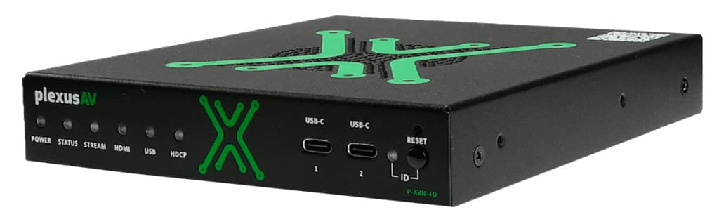 Endpoint AV-over-IP PlexusAV compatible con IPMX y JPEG-XS presentado en ISE 2026 para integración audiovisual profesional.