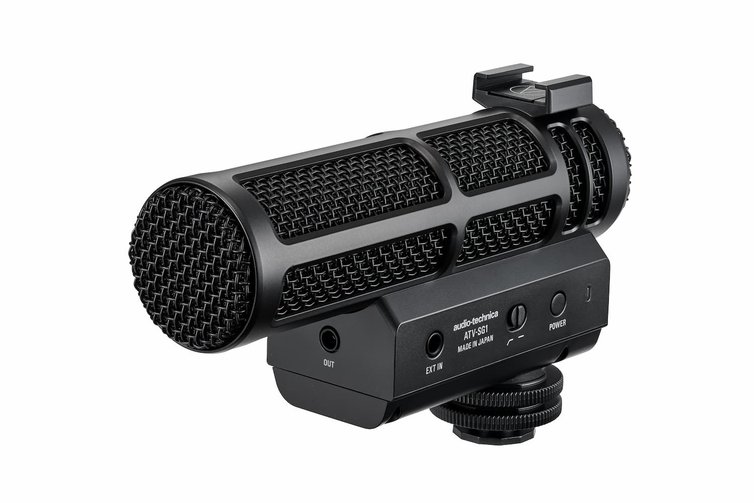 Micrófonos de cañón para cámara Audio-Technica ATV-SG1 con controles integrados y diseño compacto