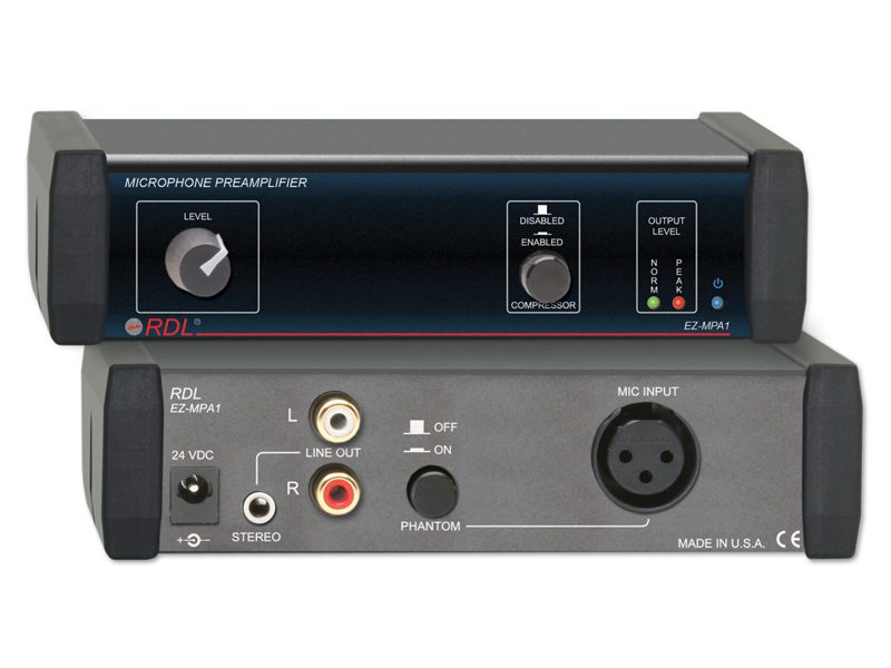 Reproducción automática de mensajes por megafonía con RDL EZ-MPA1, preamplificador de micrófono para grabación de avisos