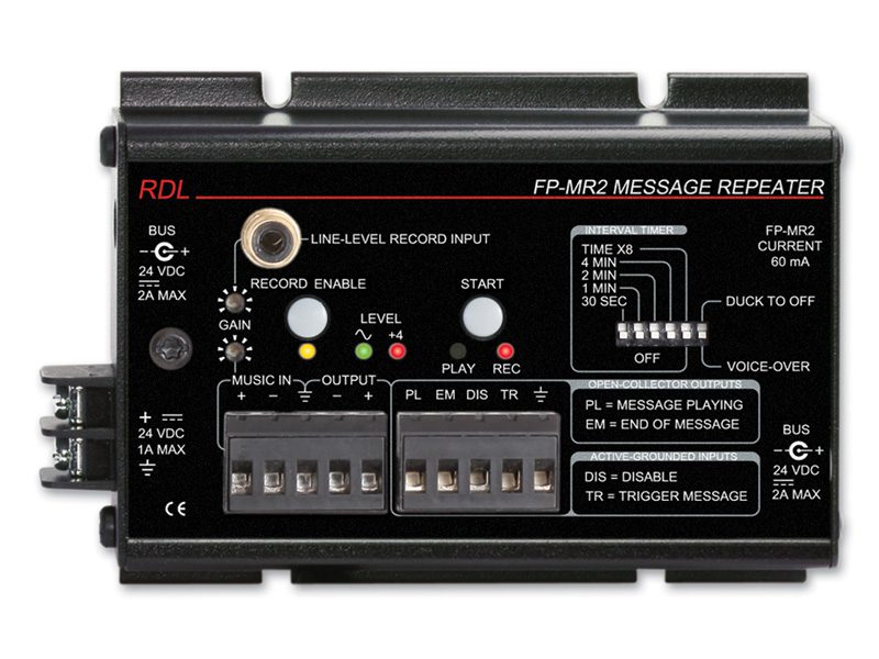 Reproducción automática de mensajes por megafonía con RDL FP-MR2, repetidor de mensajes para avisos automáticos