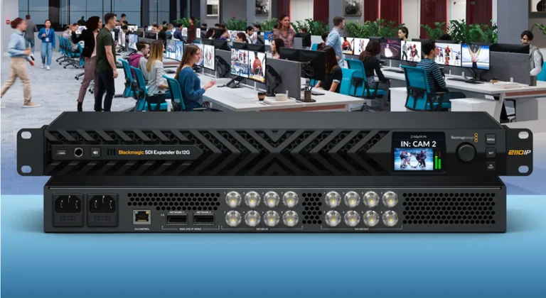 Blackmagic SDI Expander 8x12G para conectar equipos SDI 12G con infraestructuras SMPTE 2110 en broadcast profesional