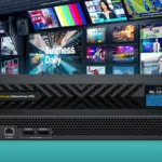 Blackmagic UpDownCross 100G en entorno de producción broadcast IP con monitores de televisión profesional