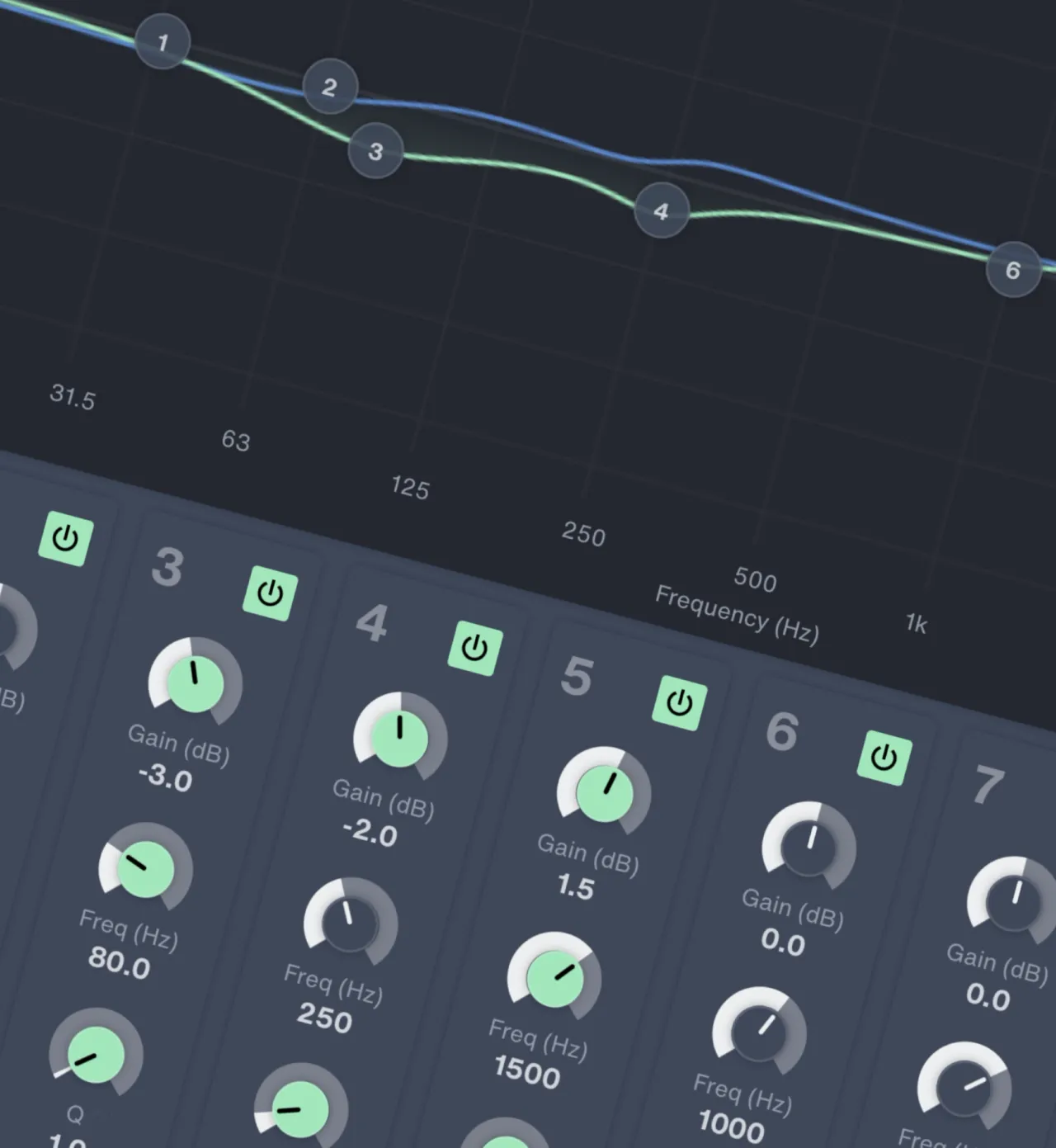 Ecualizador dentro de Meyer Sound Nebra 2 para ajuste de sistemas de audio profesional