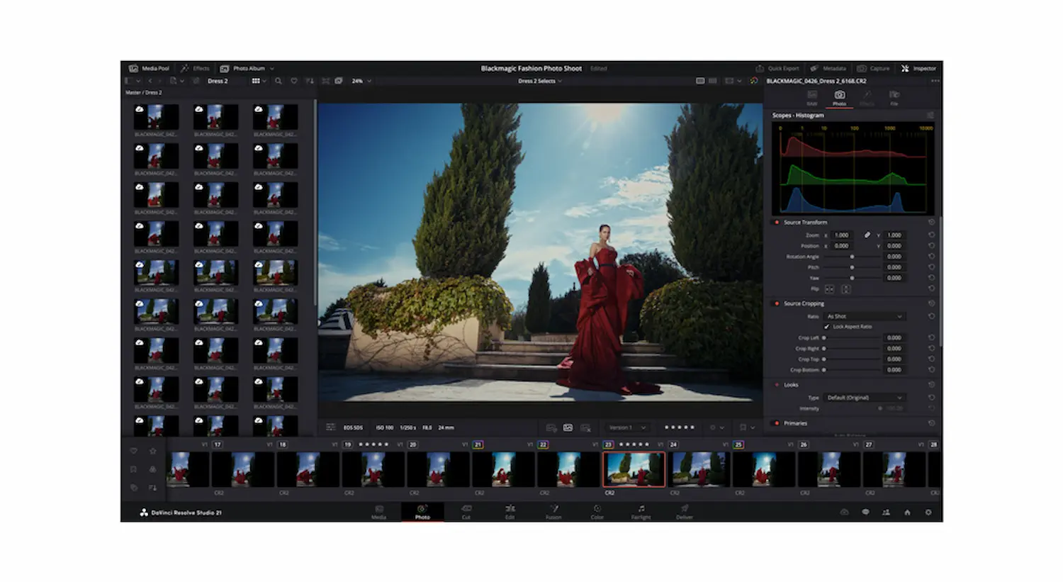 Módulo Fotos DaVinci Resolve 21 con herramientas de corrección de color para fotógrafos
