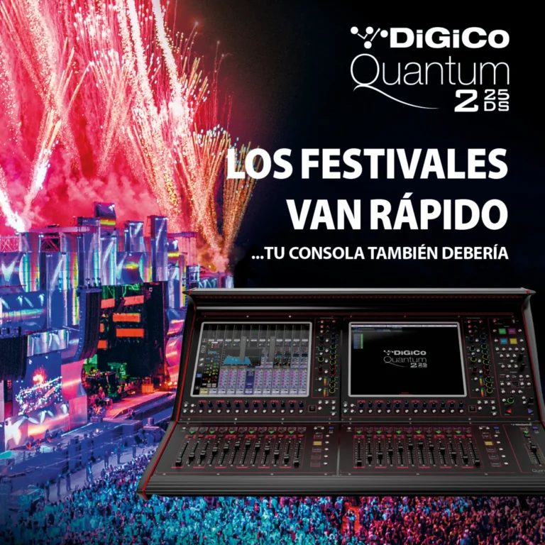 DiGiCo Quantum225 DS en entorno de festival como consola digital para sonido en vivo y producciones de alta rotación