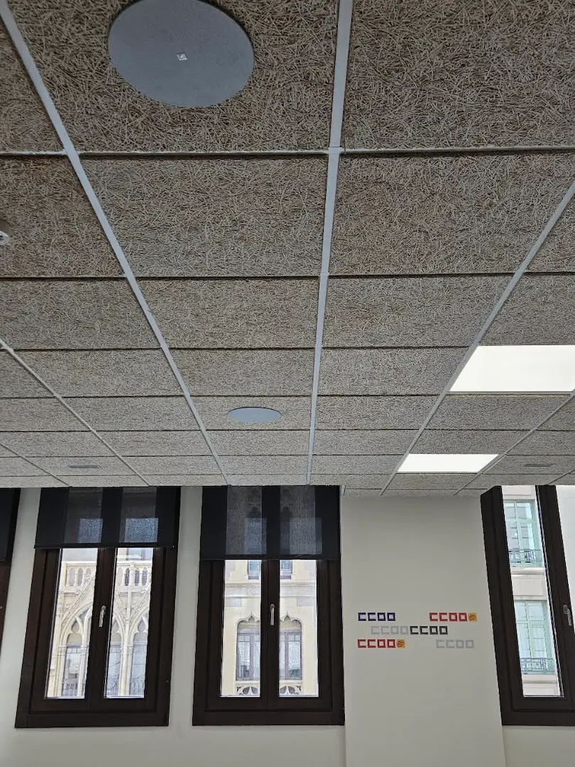 Altavoces de techo AUDAC CELO para integración audiovisual en Barcelona en sala corporativa de CCOO