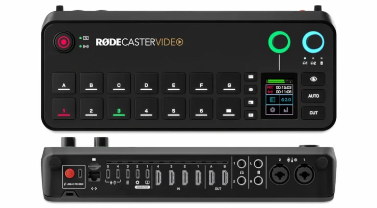 RØDECaster Video consola profesional para streaming con controles de conmutación de vídeo y mezcla de audio