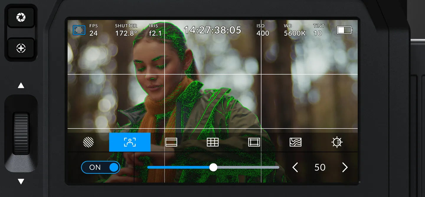 Pantalla táctil de la Blackmagic PYXIS 12K para monitorización en producción