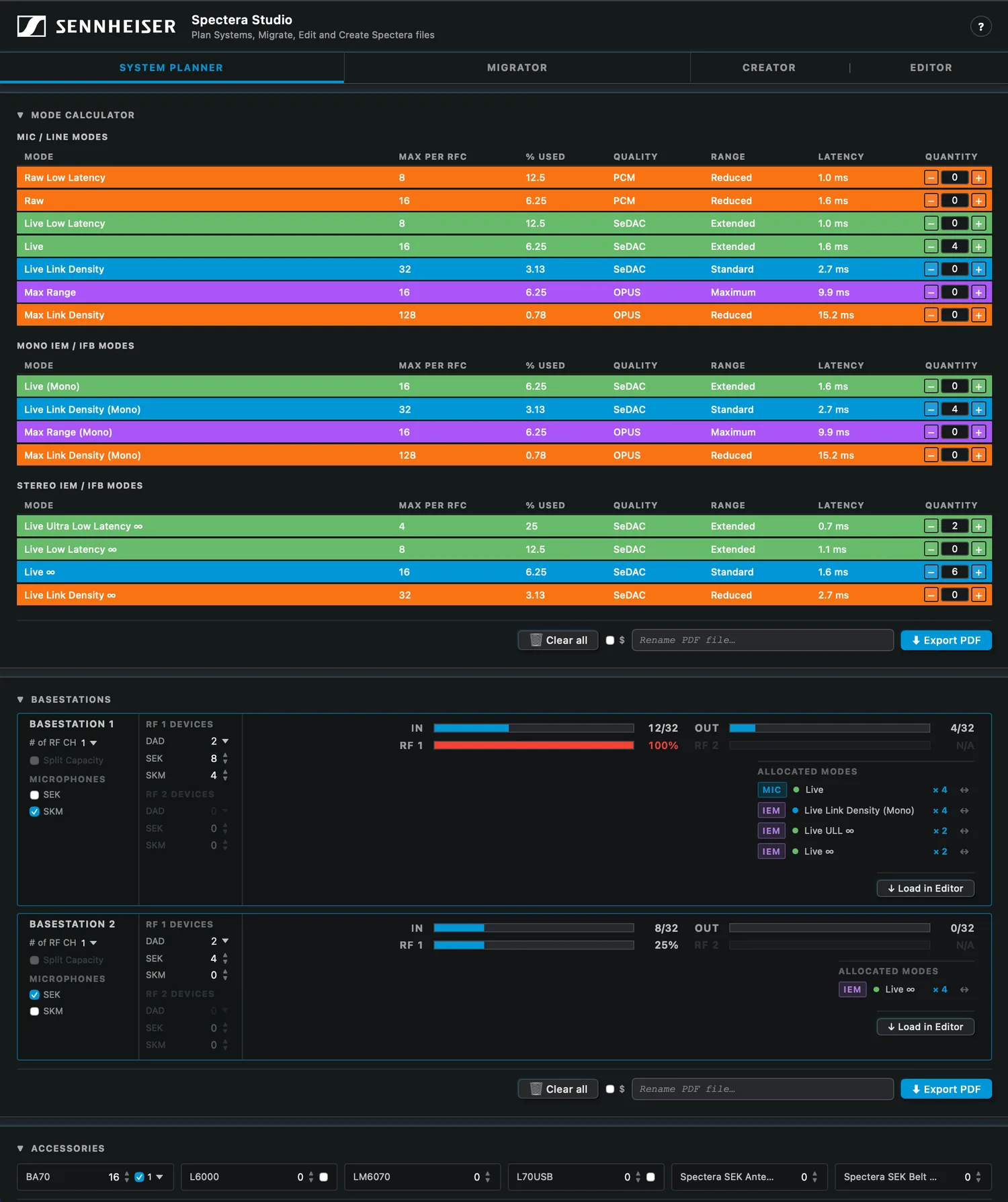 Sennheiser Spectera Studio agiliza la planificación de RF en preproducción 4 Editor de Spectera Studio para migrar archivos de configuración y actualizar identificadores MTUID