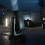 Cabezales móviles Cameo OPUS IP65 trabajando bajo la lluvia en una producción al aire libre