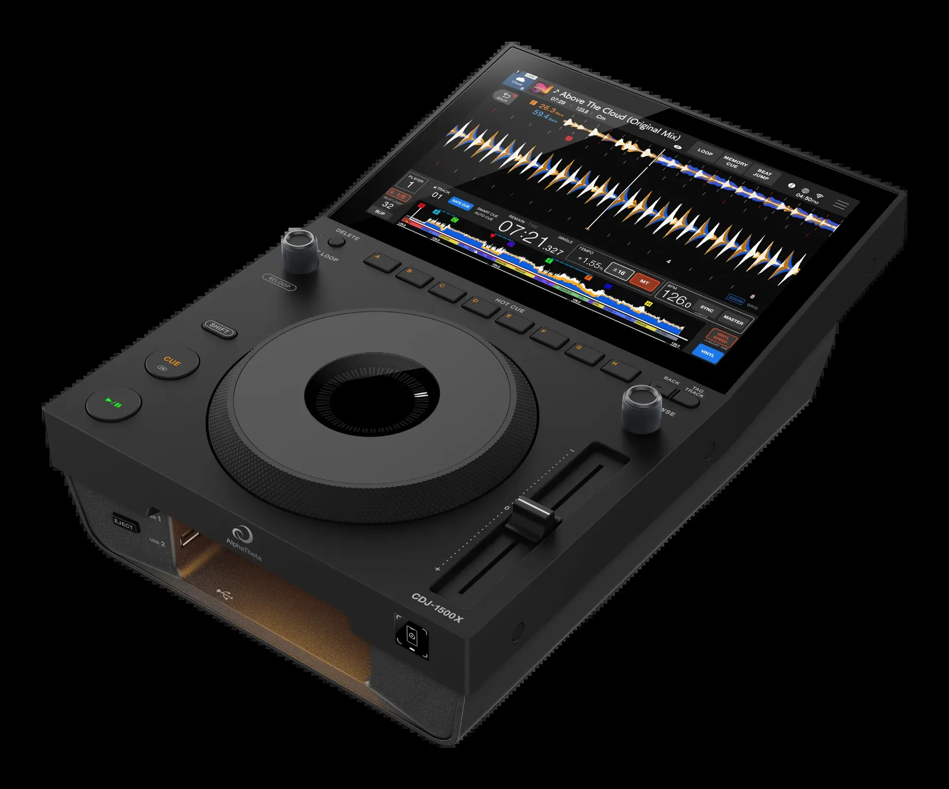 AlphaTheta presenta el CDJ-1500X, un reproductor DJ compacto con funciones profesionales y conectividad cloud 3 Pantalla táctil de 10,1 pulgadas del CDJ-1500X mostrando la forma de onda