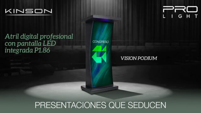 VISION PODIUM P1.8 de Kinson, atril digital LED profesional para conferencias y eventos