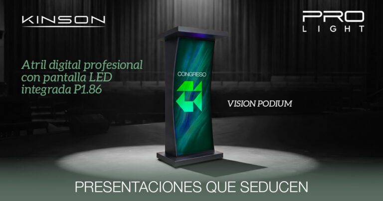 VISION PODIUM P1.8 de Kinson, atril digital LED profesional para conferencias y eventos