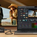 Blackmagic UltraStudio Express 3G conectado a un portátil con DaVinci Resolve