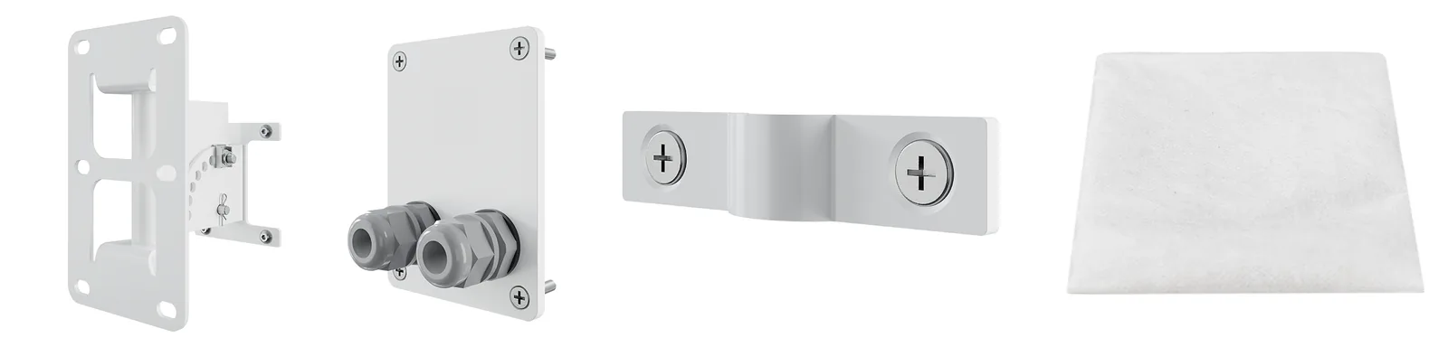 Altavoces Optimal Audio Column: Column 8 y Column 16 amplían el audio comercial instalado 4 Kit de instalación de la serie Optimal Audio Column: soporte mural orientable, cubierta de conectores, correa de seguridad y tela de rejilla de repuesto