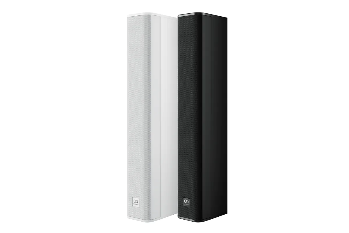 Altavoces Optimal Audio Column: Column 8 y Column 16 amplían el audio comercial instalado 2 Optimal Audio Column 8, altavoz de columna pasivo de 610 mm, en acabado blanco y negro