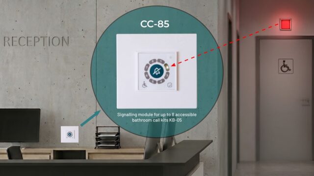 Módulo OPTIMUS CC-85 para centralizar llamadas de hasta ocho baños accesibles