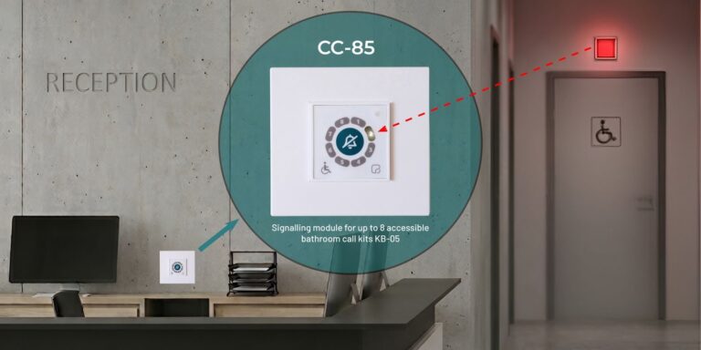 Módulo OPTIMUS CC-85 para centralizar llamadas de hasta ocho baños accesibles