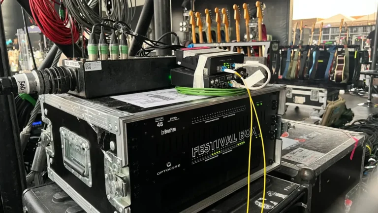 Optocore Festival Box en Primavera Sound 2026, sistema de transporte de señales por fibra desplegado por TwincamPro International