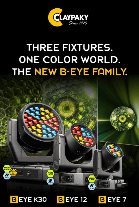 Claypaky B-EYE Multilens: nuevas cabezas móviles RGBL IP66 2 Claypaky B-EYE K30 cabeza móvil RGBL IP66 para touring y festivales