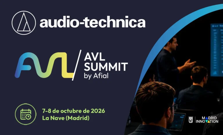 Cartel de Audio-Technica en AVL Summit 2026, que se celebra el 7 y 8 de octubre en La Nave de Madrid