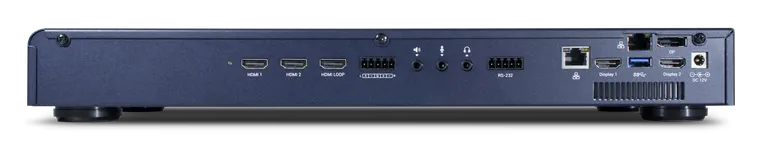 Panel trasero de la AREC LS-410 Media Station con entradas HDMI, red, audio y RS-232
